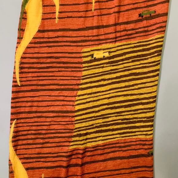 KAPITAL Orange Mustard Flames Stripes Oversized Wool Scarf - Picture 3 of 5